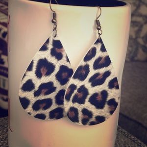 Faux leather animal print earrings